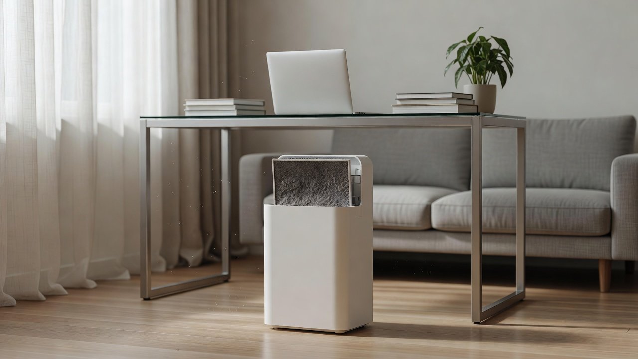 Air purifier in a home interior, air purifier carbon filter problems