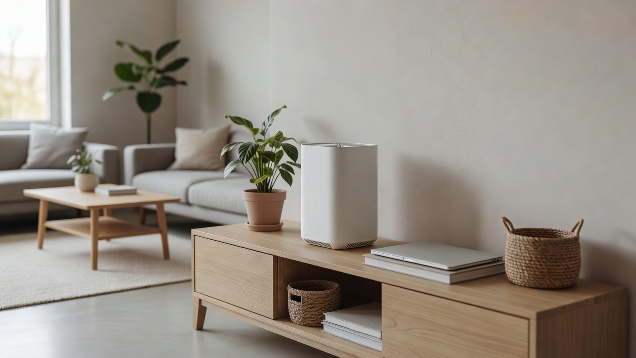 Air purifier in a home interior, air purifier energy efficiency tips