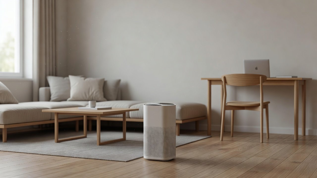 Air purifier in a home interior, air purifier fan not spinning
