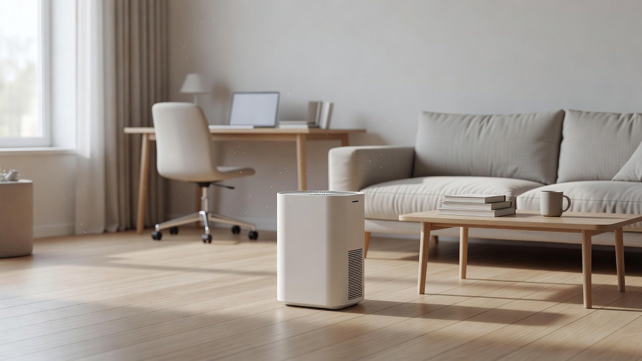 Air purifier in a home interior, air purifier fan speed issues