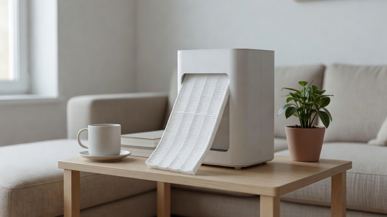 Air purifier in a home interior, air purifier filter keeps falling out