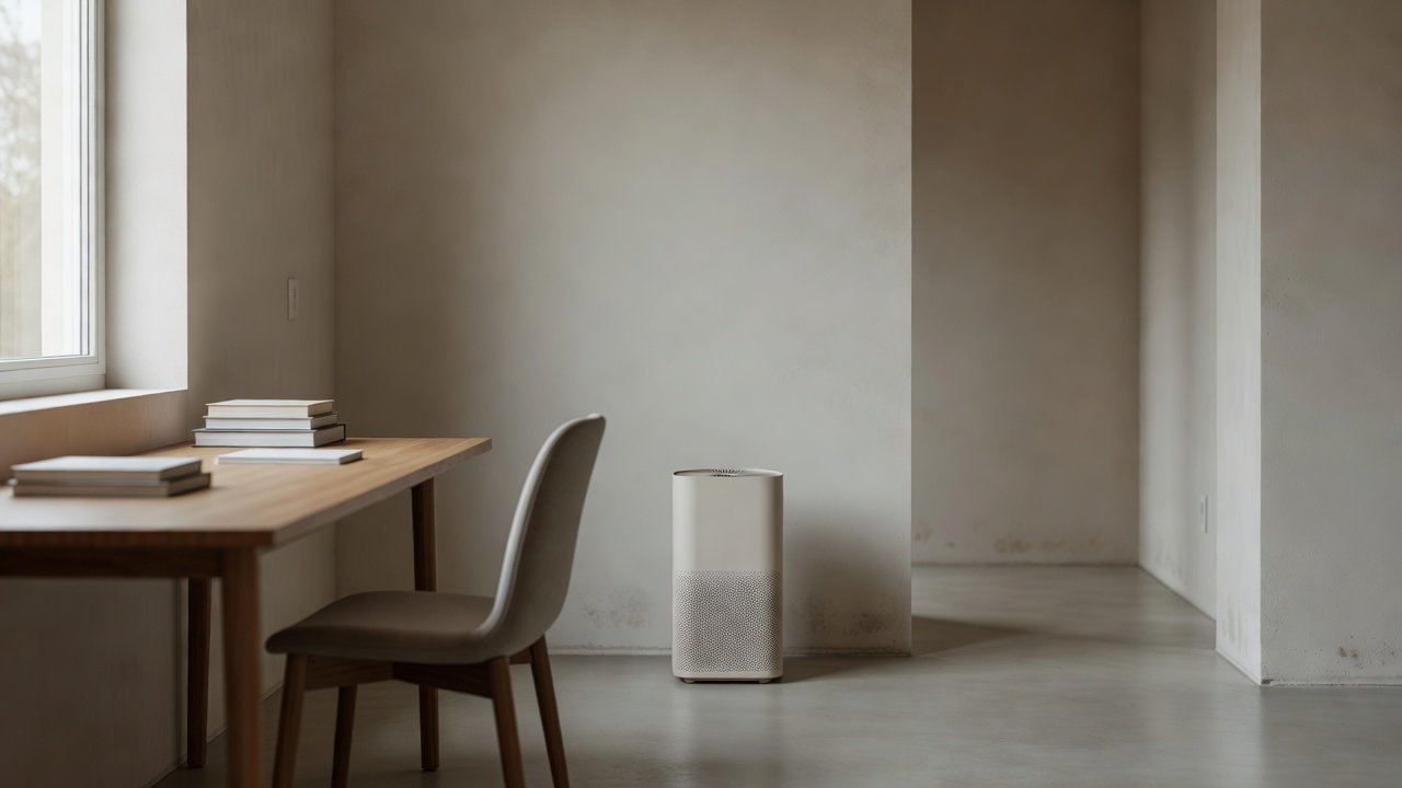 Air purifier in a home interior, air purifier for basement mold