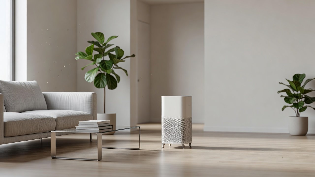 Air purifier in a home interior, air purifier for large spaces
