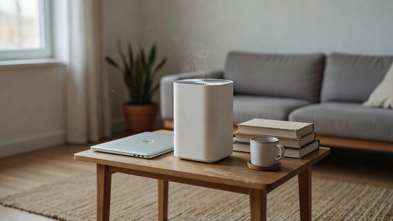 Air purifier in a home interior, air purifier motor overheating
