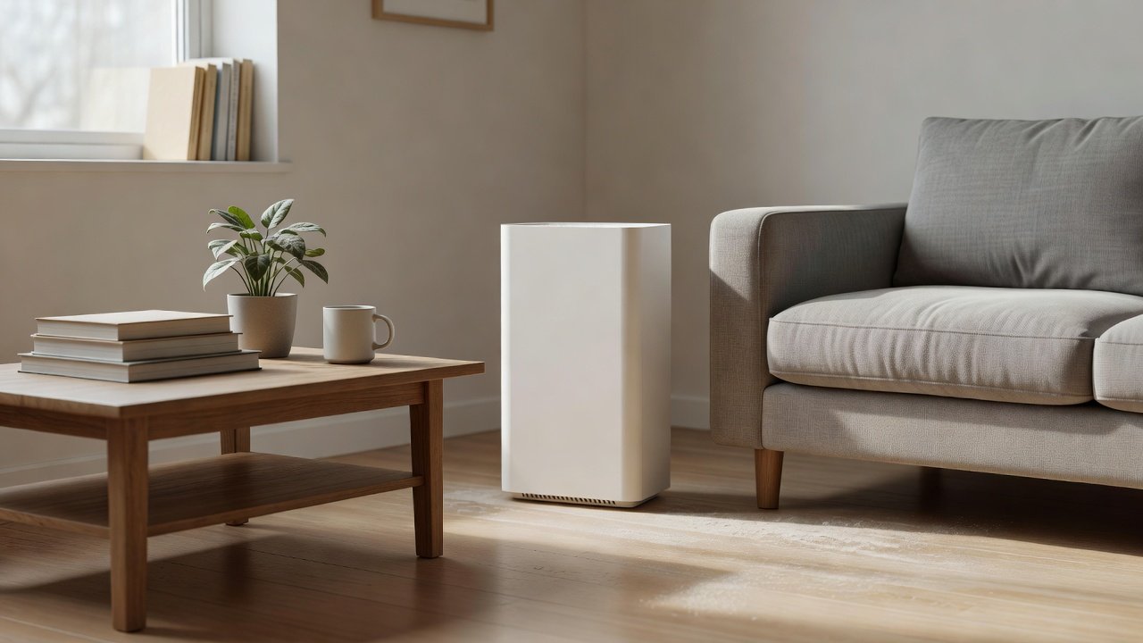 Air purifier in a home interior, air purifier not reducing dust