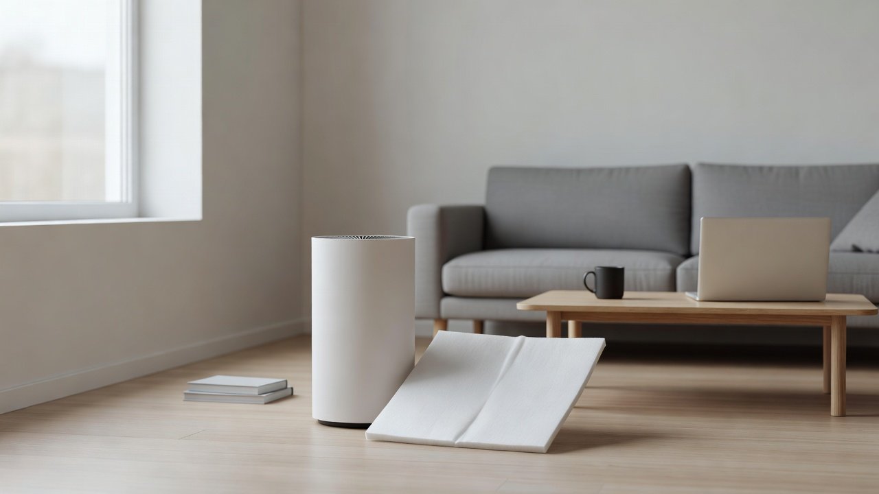 Air purifier in a home interior, air purifier prefilter not fitting