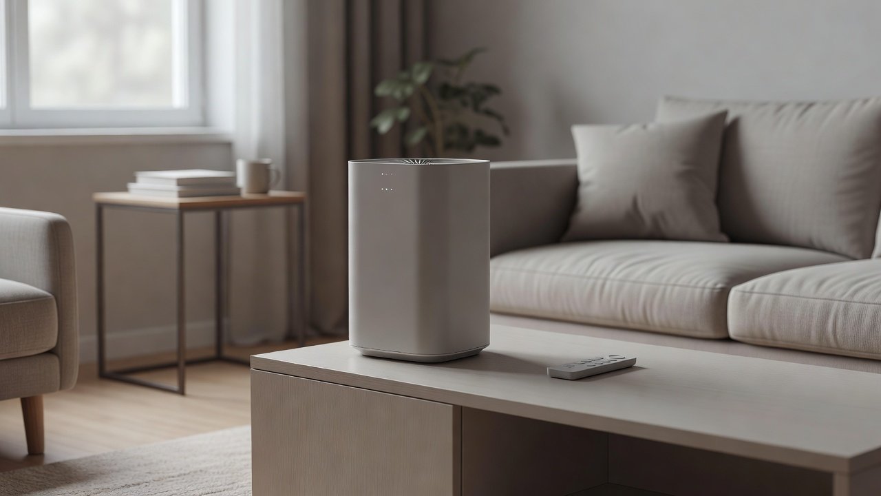Air purifier in a home interior, air purifier remote control not working