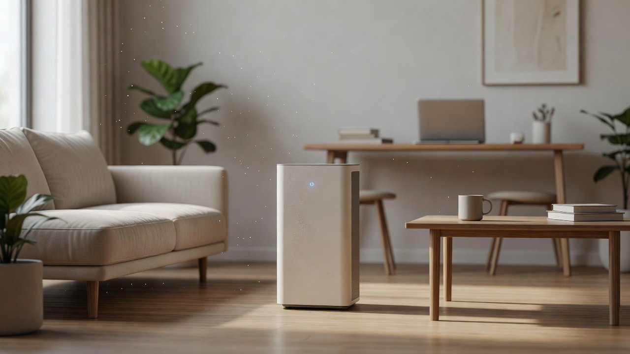 Air purifier in a home interior, air purifier with uv light issues