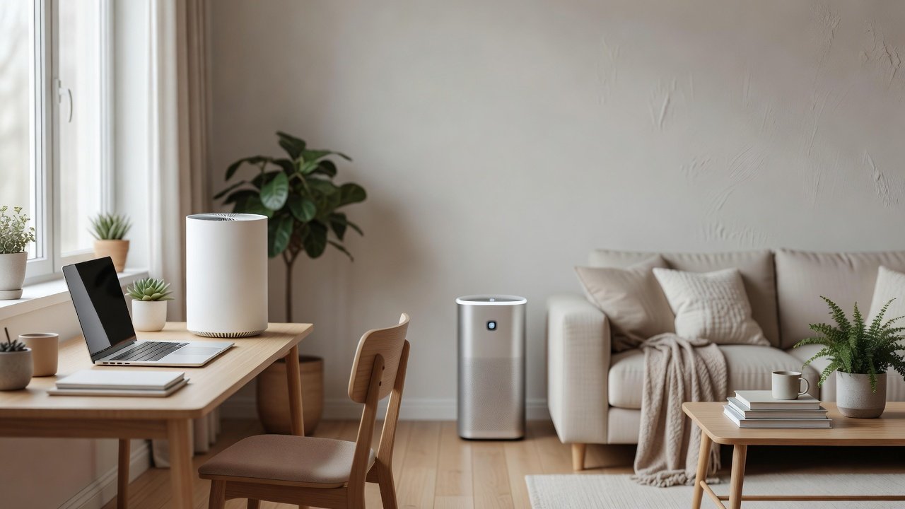 Air purifier in a home interior, air purifiers for dorm rooms compared with air purifiers for family homes