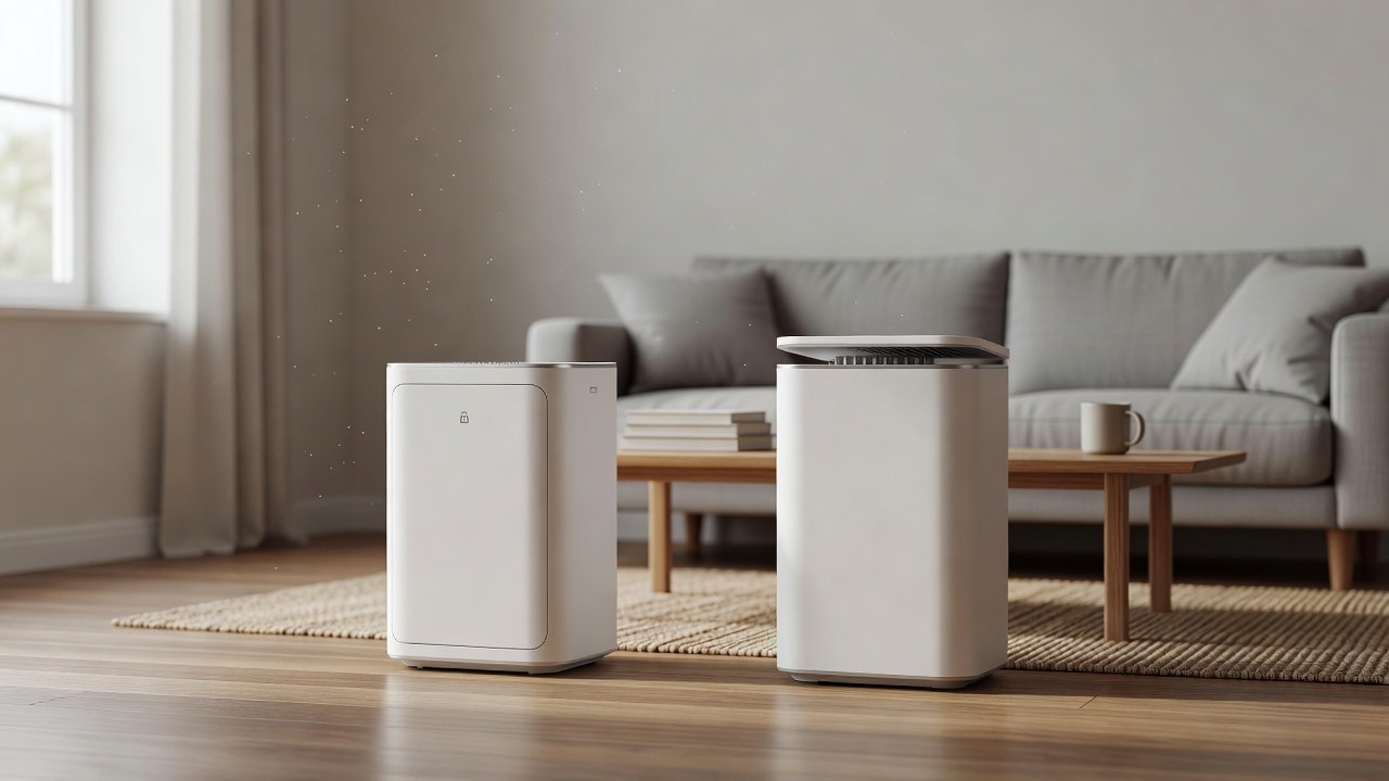 Air purifier in a home interior, air purifiers with child lock compared with without child lock