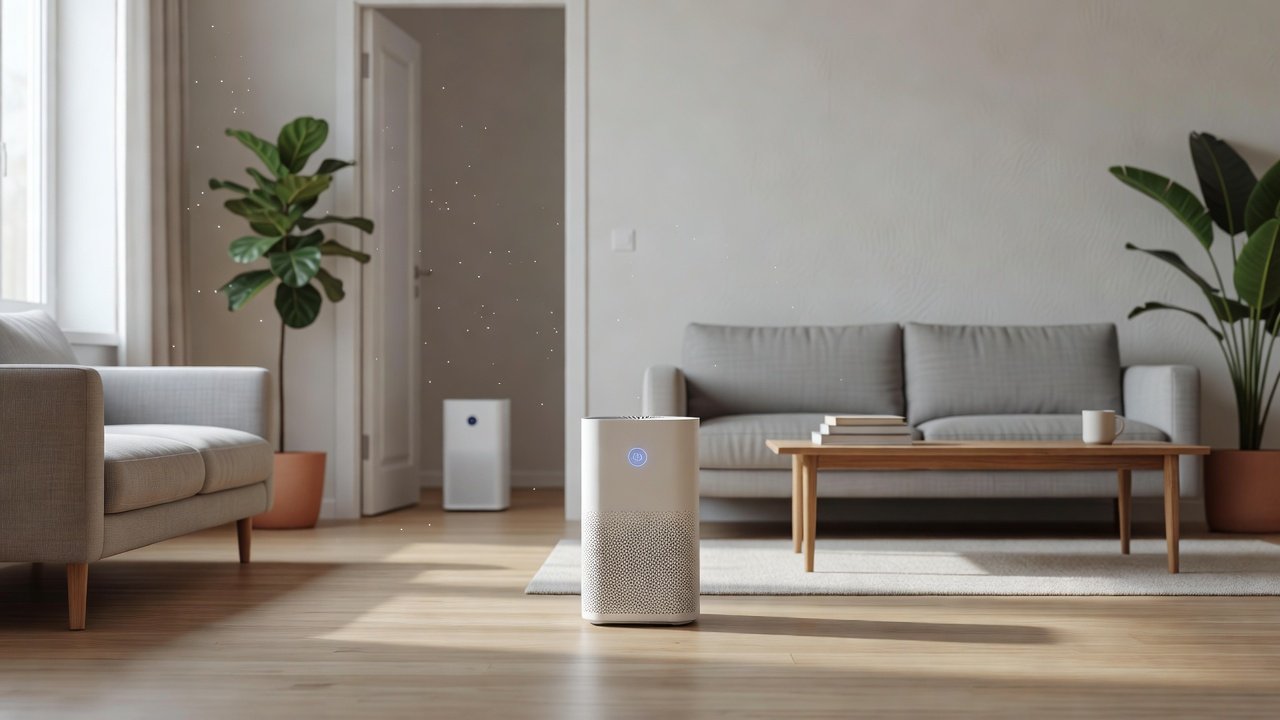 Air purifier in a home interior, air purifiers with high coverage area compared with low coverage area