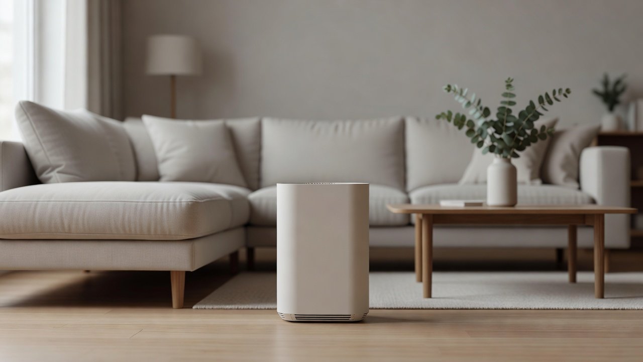 Air purifier in a home interior, air purifiers with low decibel levels compared with high decibel levels