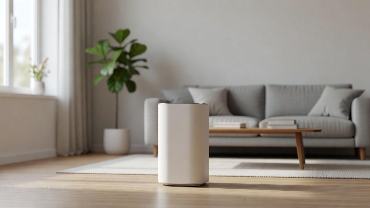 Air purifier in a home interior, air purifiers with low vibration compared with high vibration