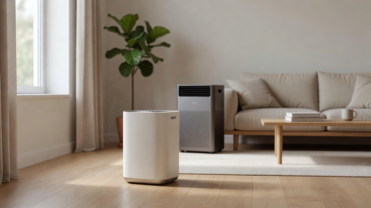 Air purifier in a home interior, air purifiers with low wattage compared with high wattage