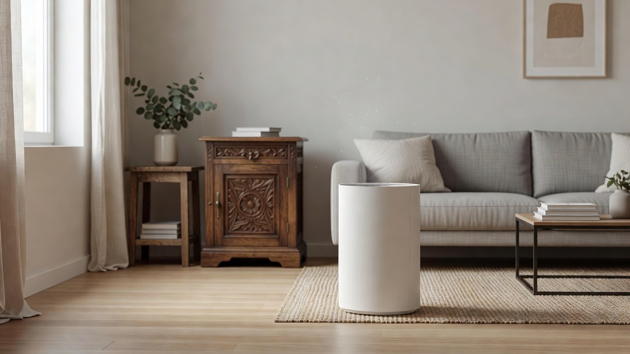 Air purifier in a home interior, air purifiers with modern aesthetics compared with traditional designs