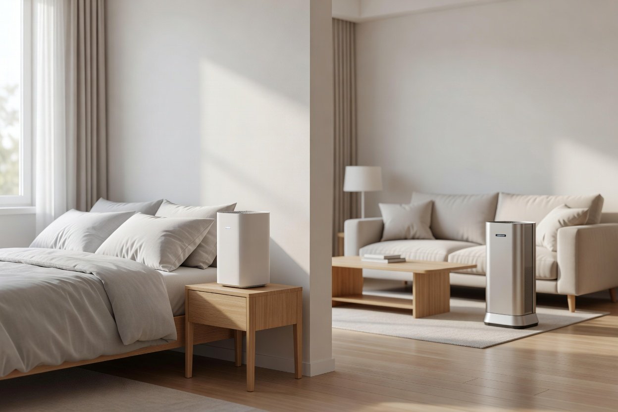 Photo of choosing air purifiers for a bedroom versus a living room in an everyday home setting