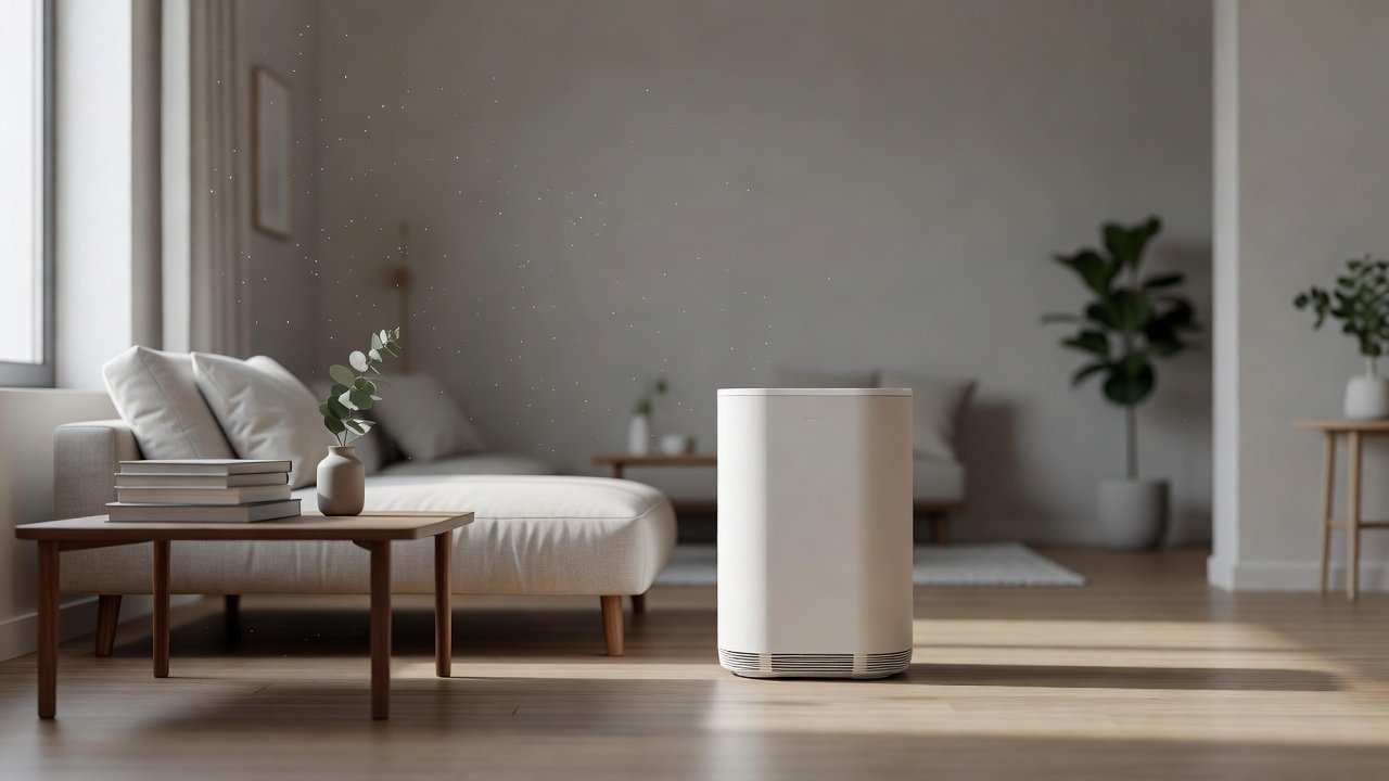 Air purifier in a home interior, blueair compared with dyson air purifiers