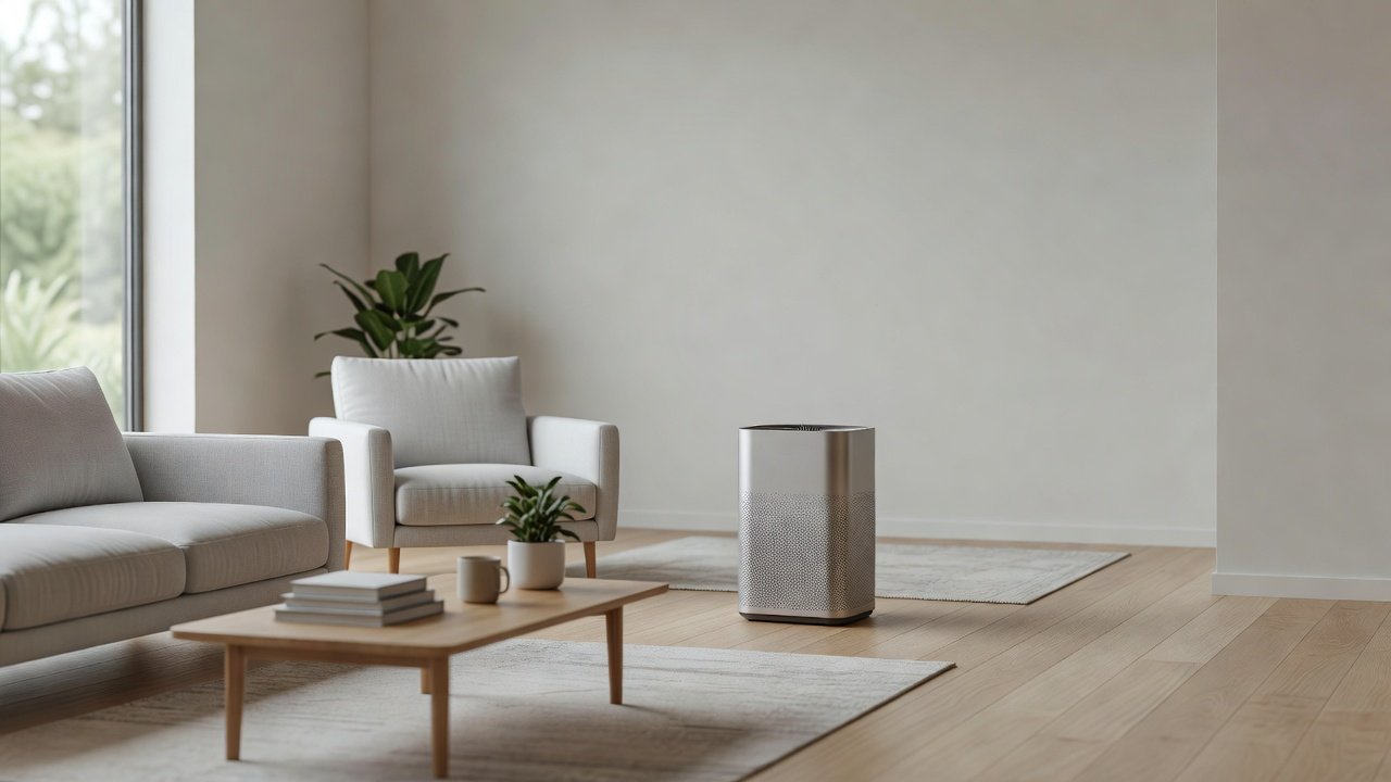 Air purifier in a home interior, blueair compared with winix air purifiers