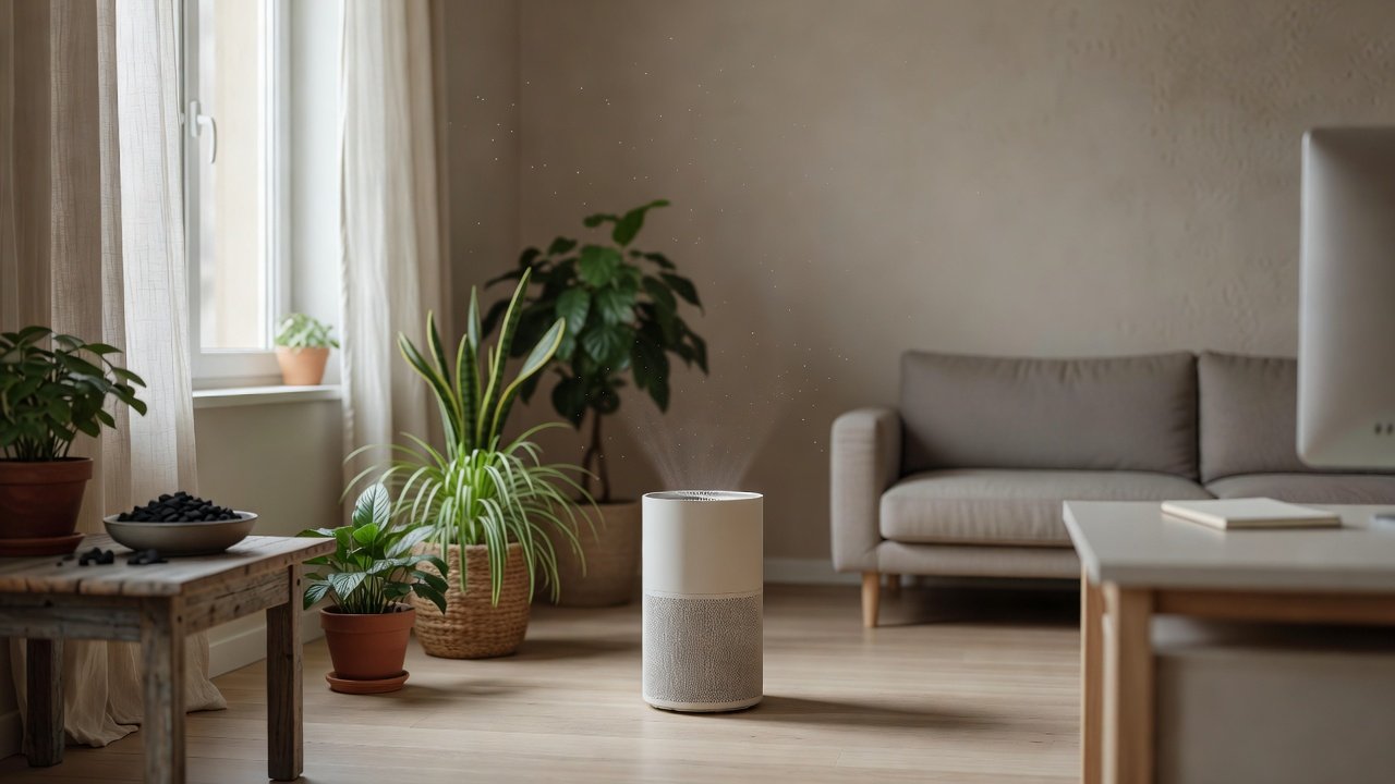 Air purifier in a home interior, cheap ways to improve indoor air quality