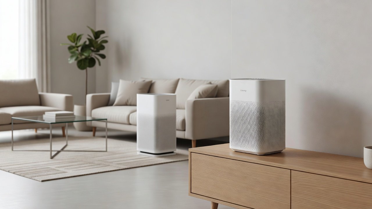 Air purifier in a home interior, coway airmega 200m compared with coway airmega 400