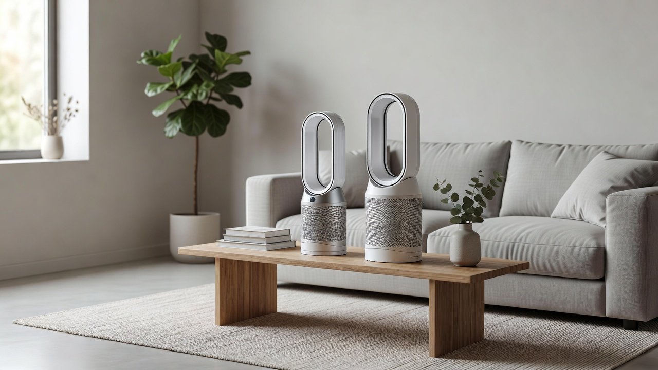 Air purifier in a home interior, dyson compared with honeywell air purifiers