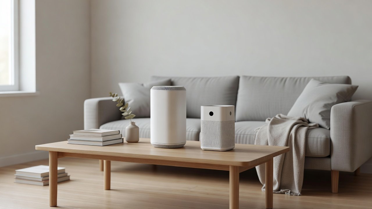 Air purifier in a home interior, dyson compared with levoit air purifiers