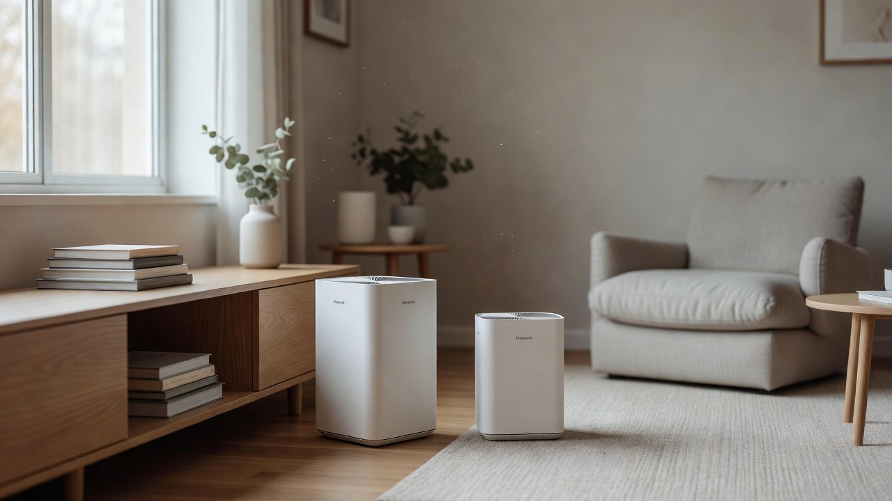 Air purifier in a home interior, honeywell hpa300 compared with honeywell hpa200