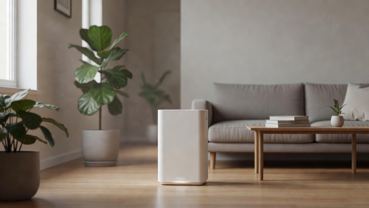 Air purifier in a home interior, how air purifiers reduce allergens in homes with poor ventilation