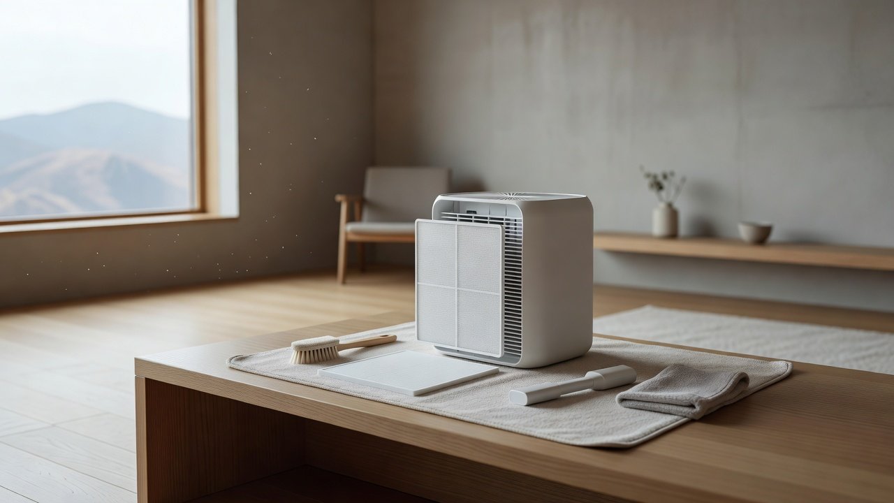 Air purifier in a home interior, how to clean an air purifier in a high altitude location