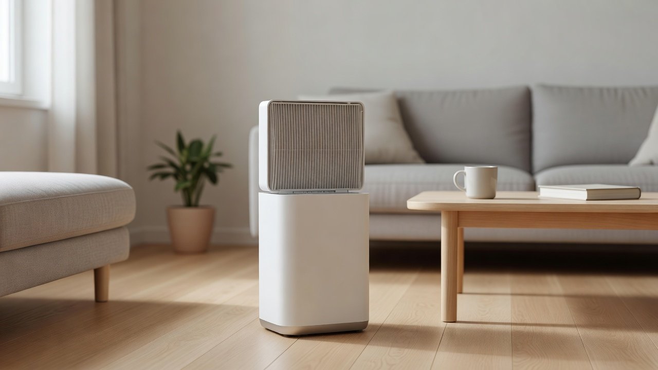 Air purifier in a home interior, how to clean an air purifiers pre filter screen