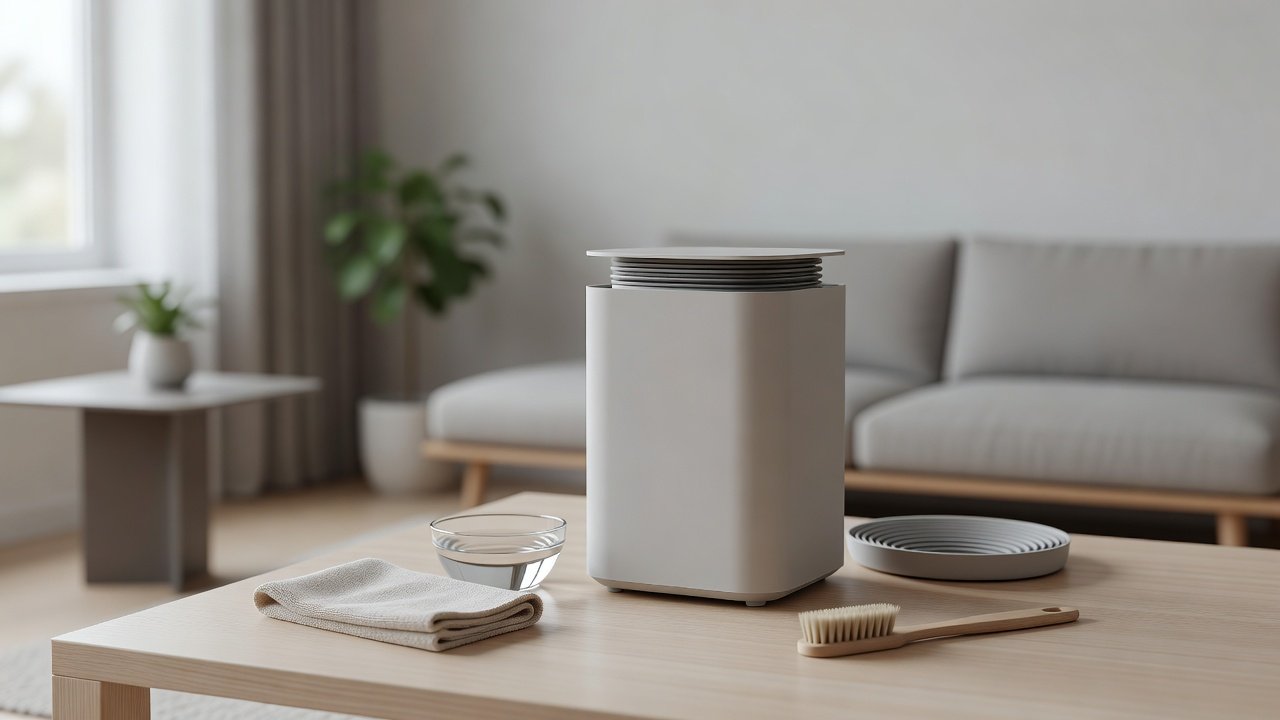 Air purifier in a home interior, how to clean an air purifiers rubber seals