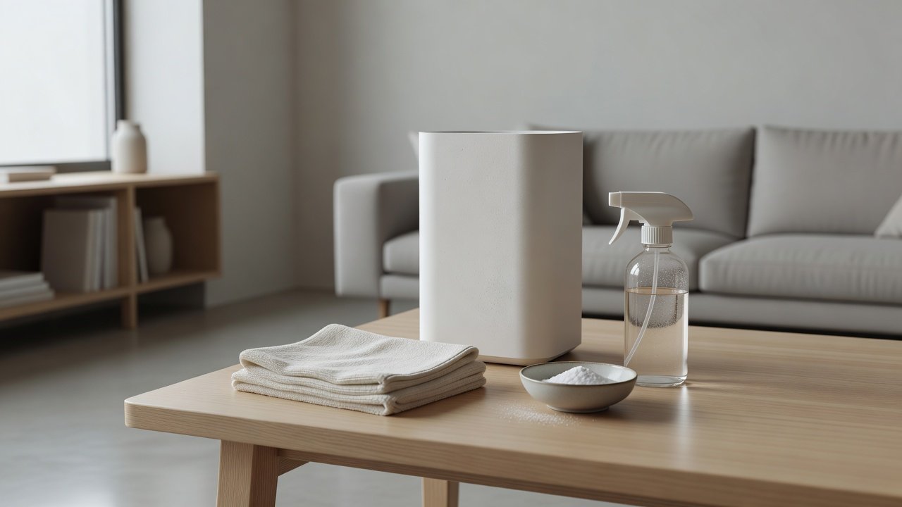 Air purifier in a home interior, how to remove hard water stains from an air purifier