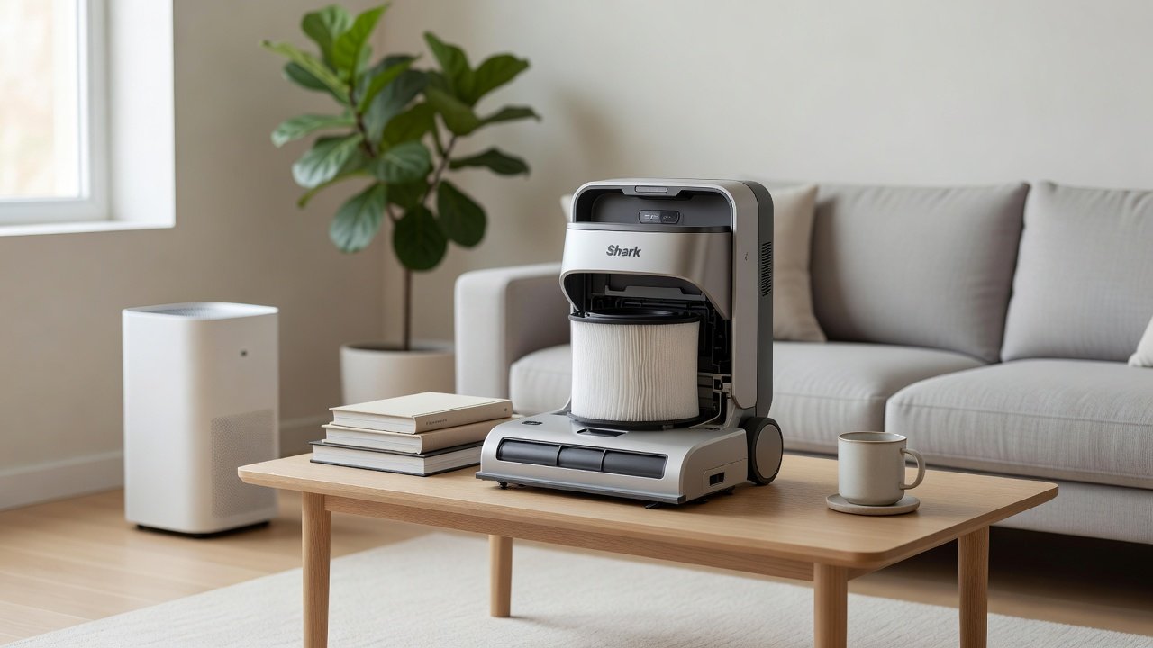 Air purifier in a home interior, how to remove hepa filter from shark lift away