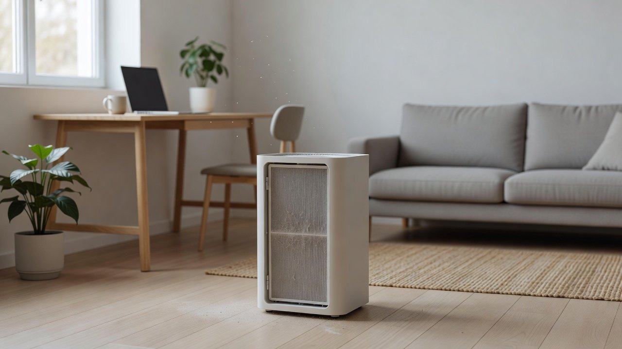 Air purifier in a home interior, how to remove pet dander from an air purifier filter