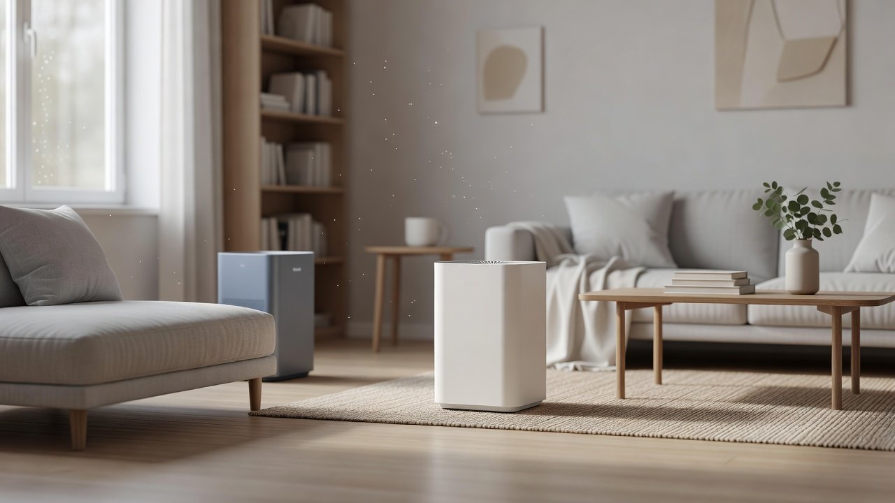 Air purifier in a home interior, levoit compared with blueair air purifiers