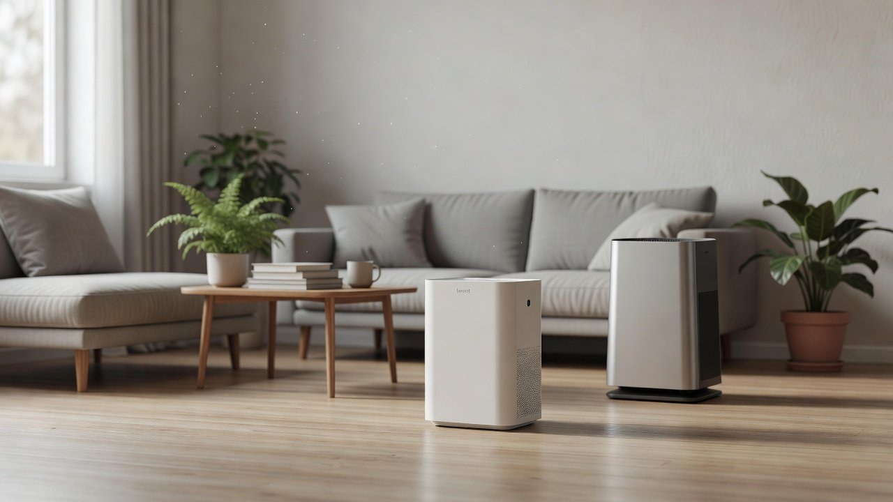 Air purifier in a home interior, levoit compared with honeywell air purifiers