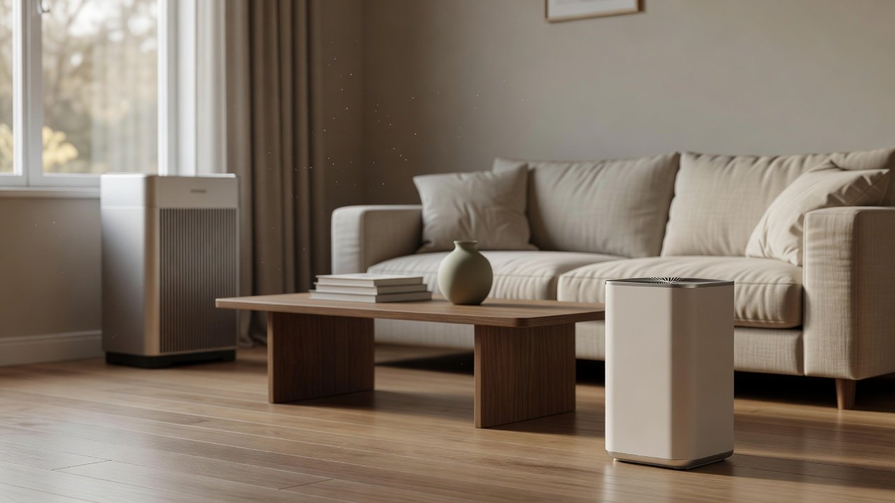 Air purifier in a home interior, portable air purifiers compared with stationary air purifiers