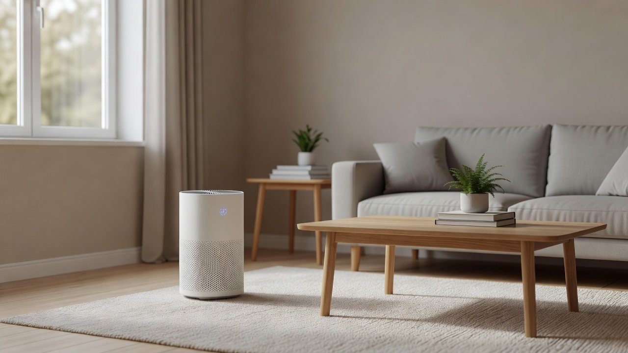 Air purifier in a home interior, quiet air purifiers compared with noisy air purifiers
