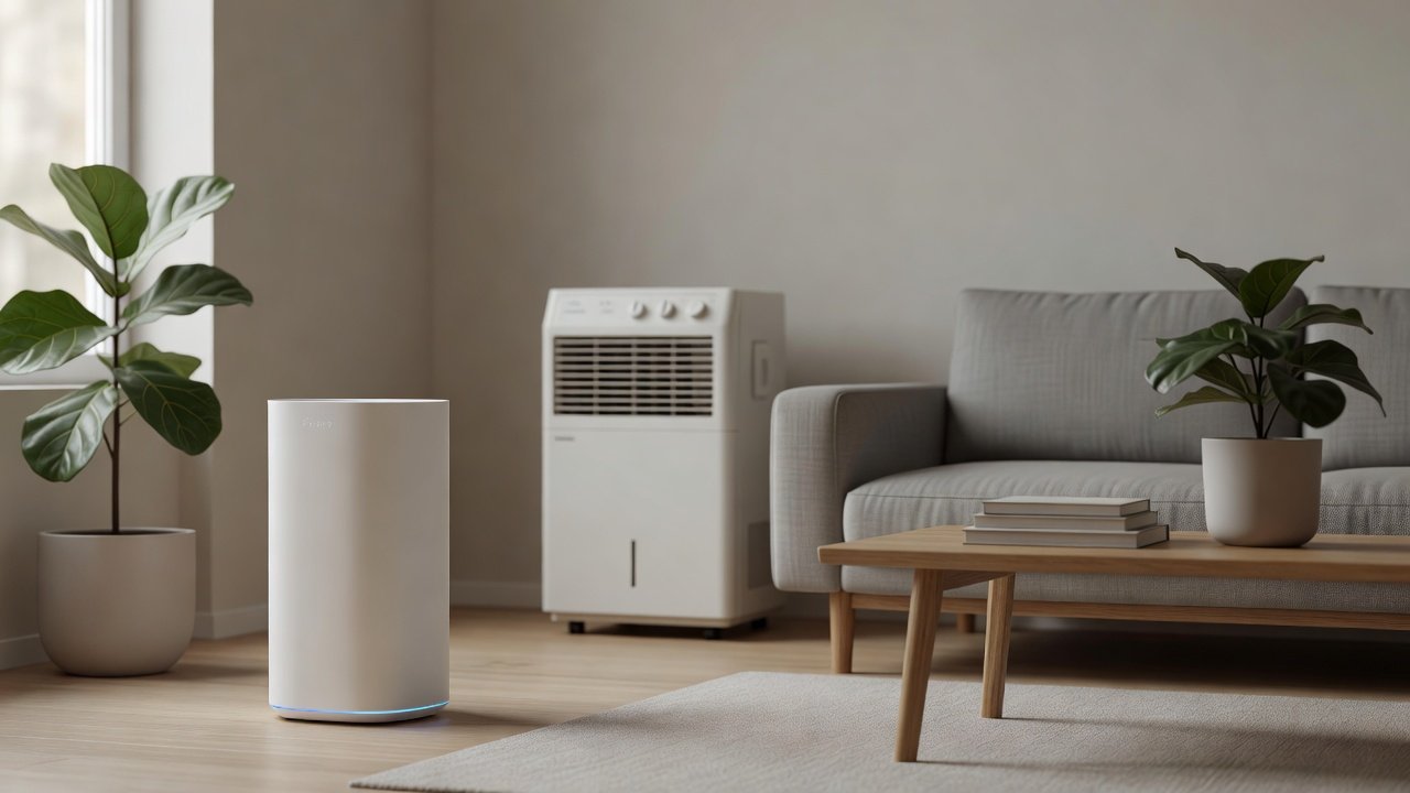 Air purifier in a home interior, smart air purifiers compared with traditional air purifiers