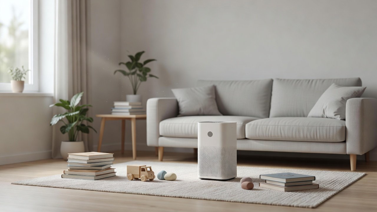 Air purifier in a home interior, the benefits of air purifiers for children with asthma