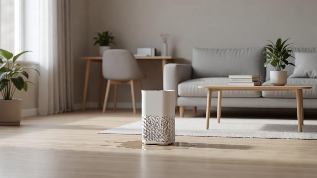Air purifier in a home interior, why is air purifier leaking
